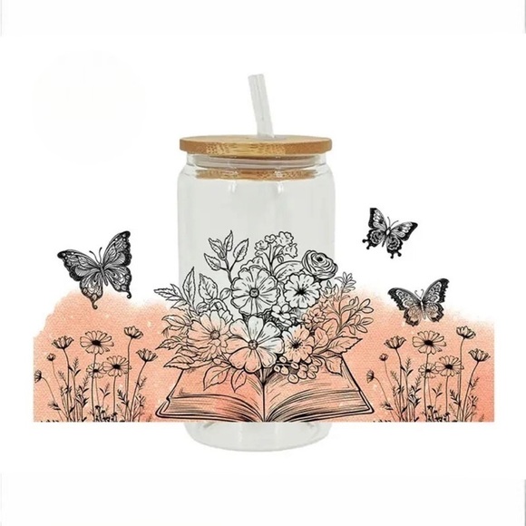 Book Of Floral Butterflies Frosted Tumbler - Picture 1 of 2